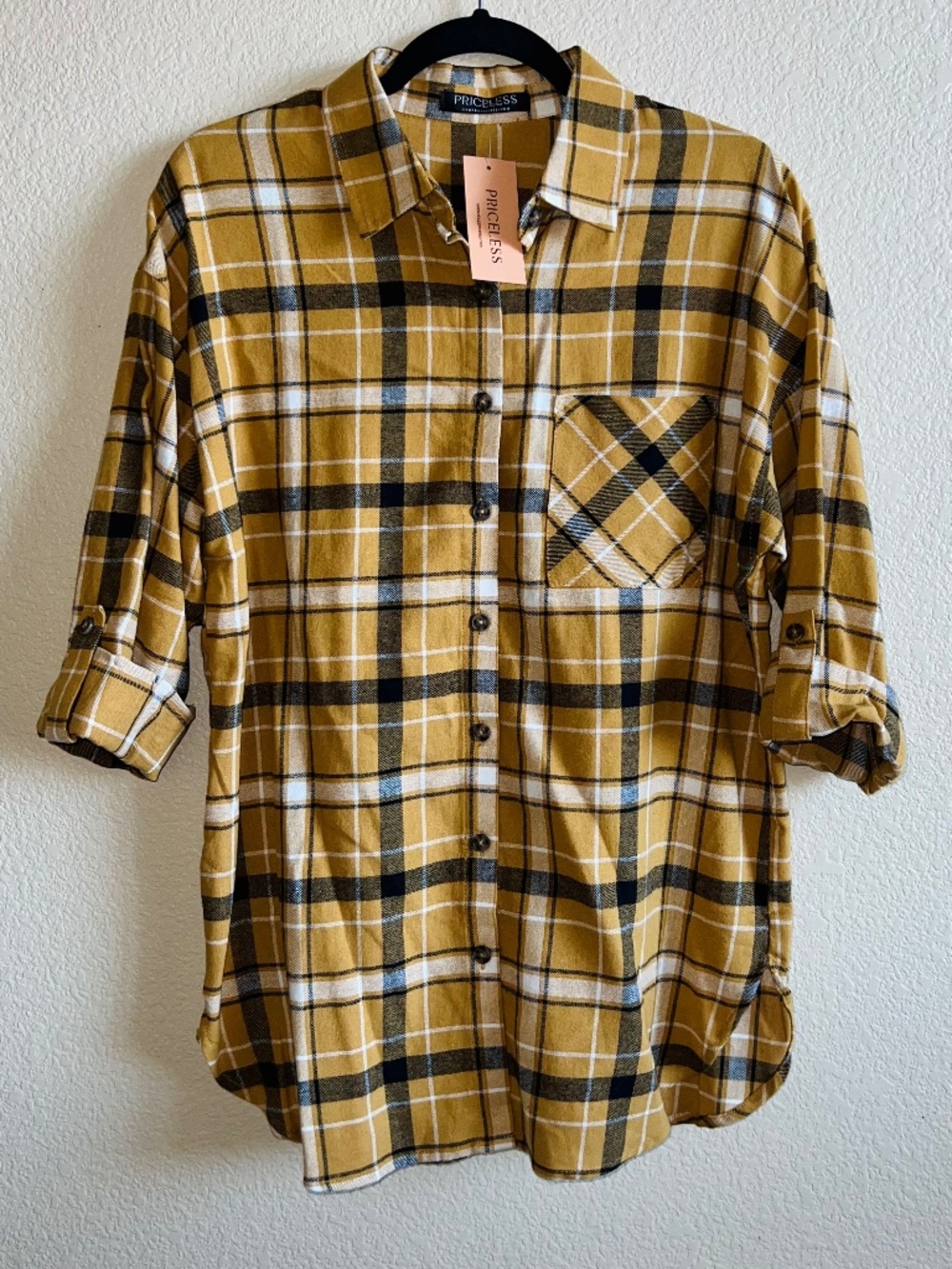 PRICELESS Mustard Button Down Long Sleeve Flannel